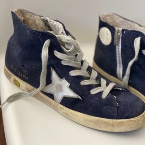 Golden Goose Kids Dark Blue Suede and Silver